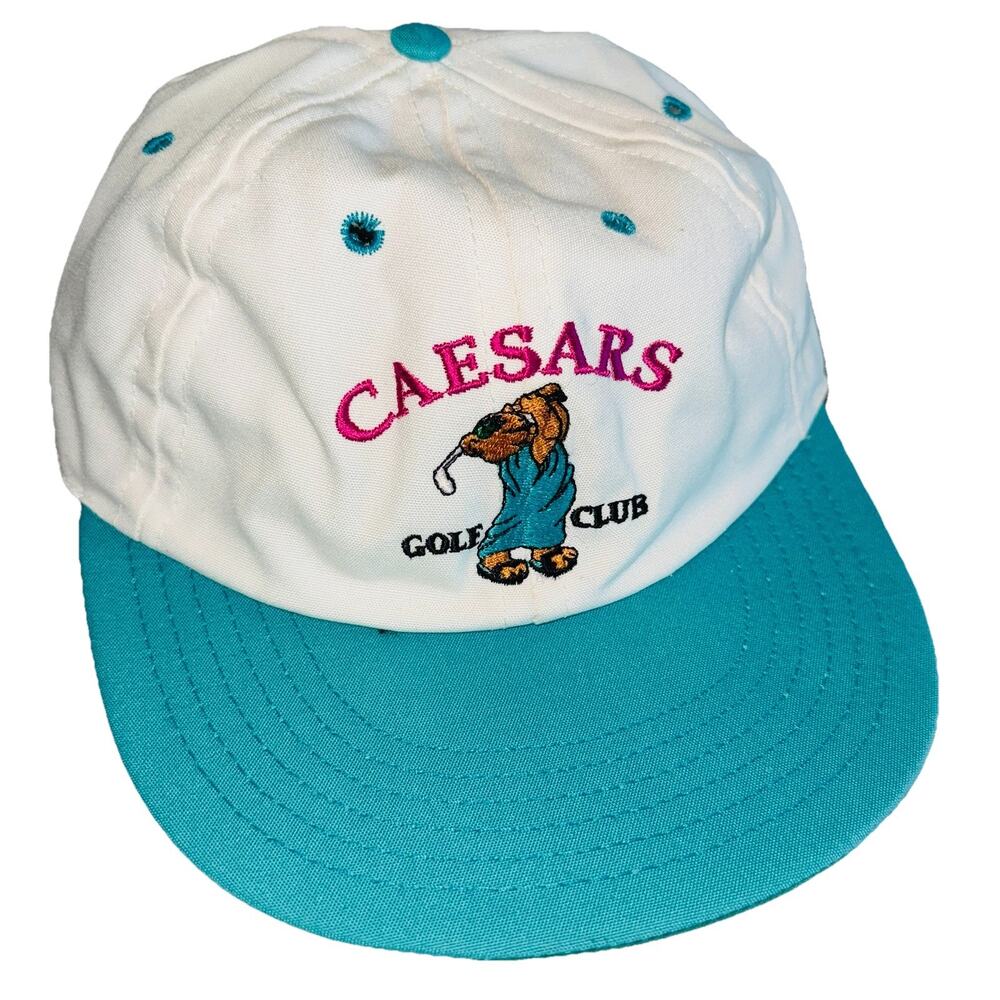 NEW Vintage Caesar's Palace Casino Golf Club Hat Leather Strapback‎ Toga Bear